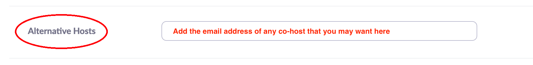 Enter the email address of any alternative hosts