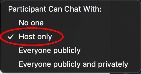 Select participant can chat with Host Only