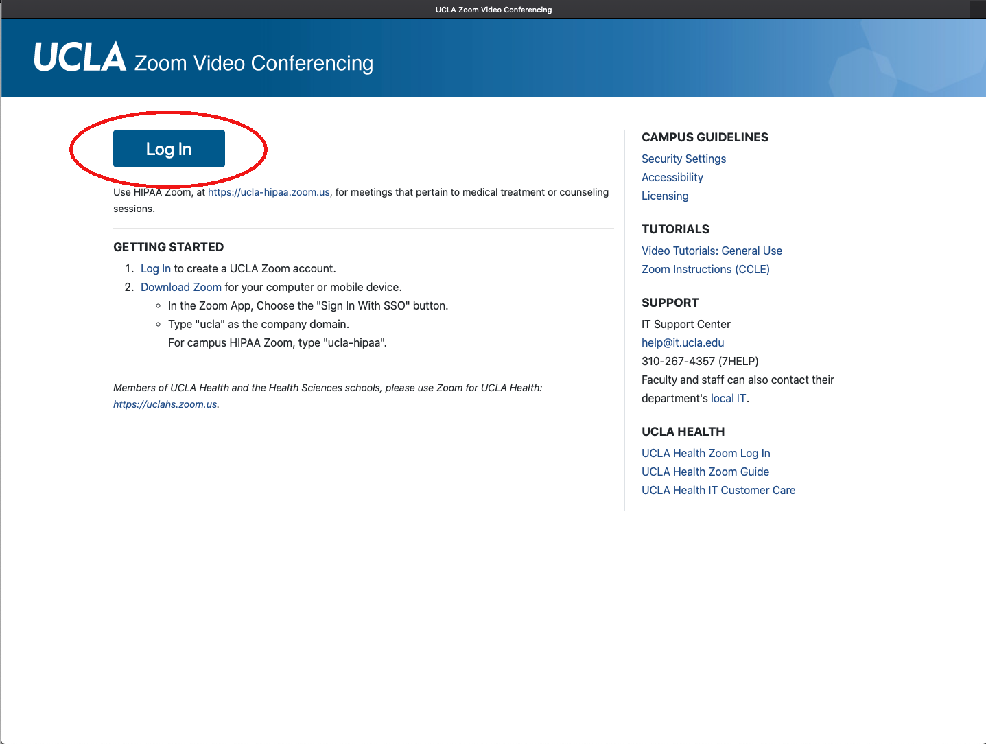 Login to Zoom at ucla.zoom.us