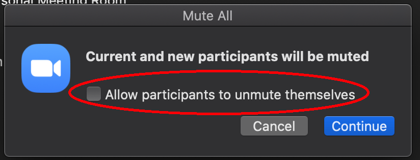 Uncheck allow participants to unmute themselves