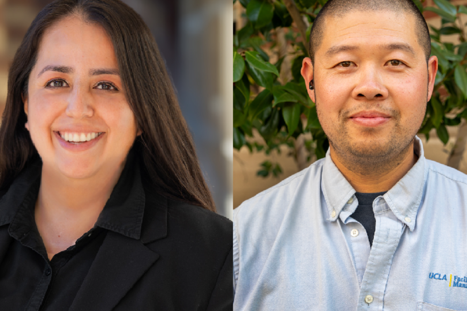 Lizett Martinez, director of custodial and grounds, and Chris Woo, grounds supervisor.