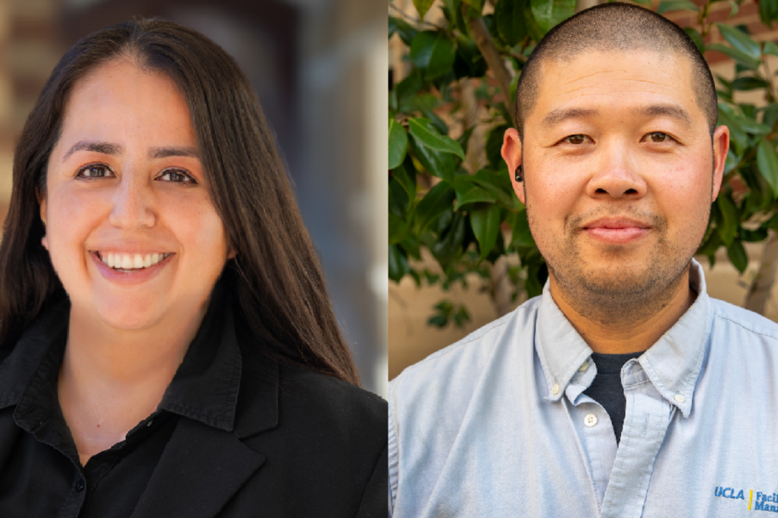 Lizett Martinez, director of custodial and grounds, and Chris Woo, grounds supervisor.