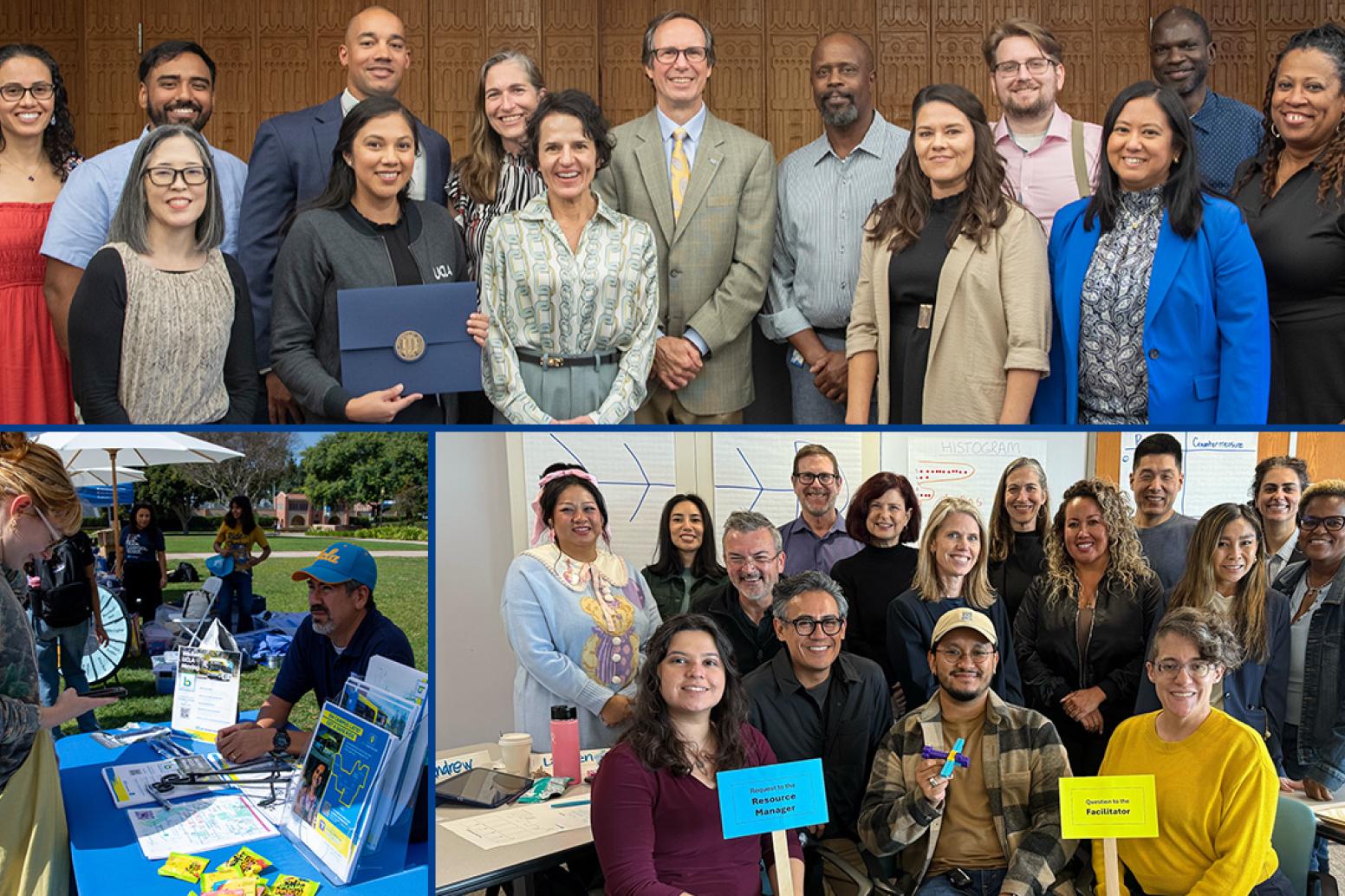 Grid of Administration employees enjoying each other's company