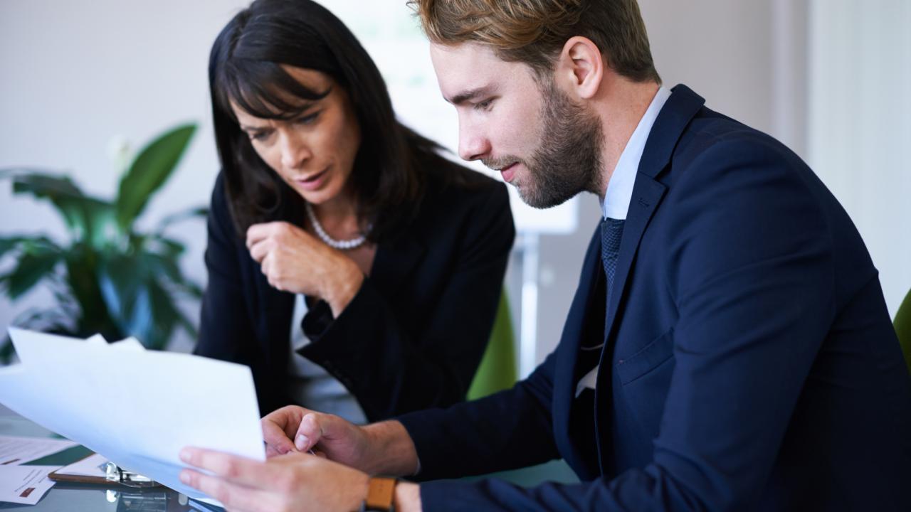 Two business associates working together