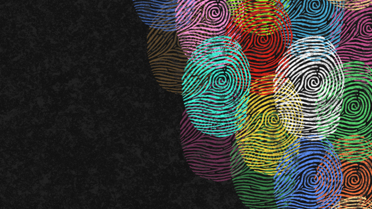 A group of colorful fingerprints