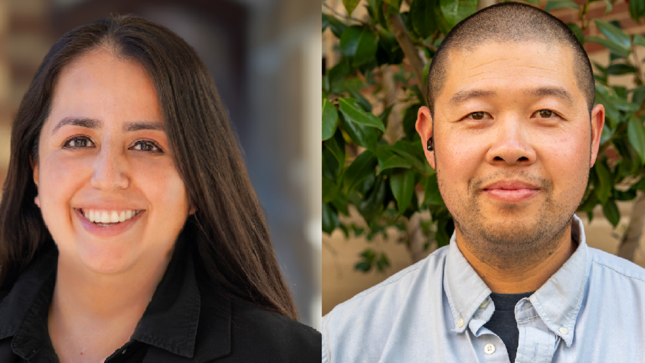 Lizett Martinez, director of custodial and grounds, and Chris Woo, grounds supervisor.
