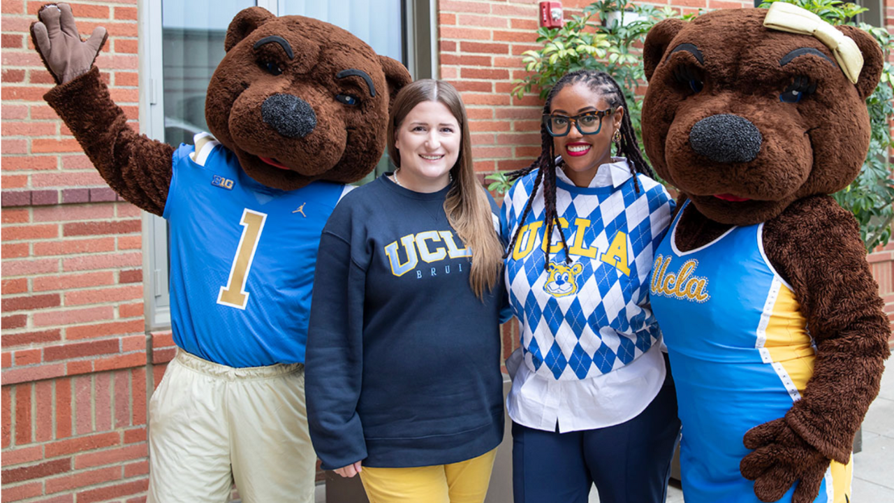 Joe and Josie Bruin with staff