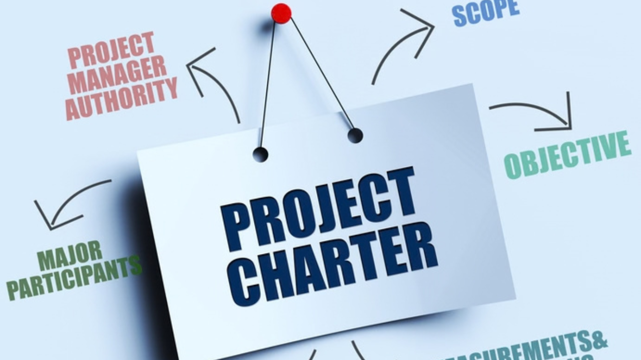 Project Charter posted to a pin board