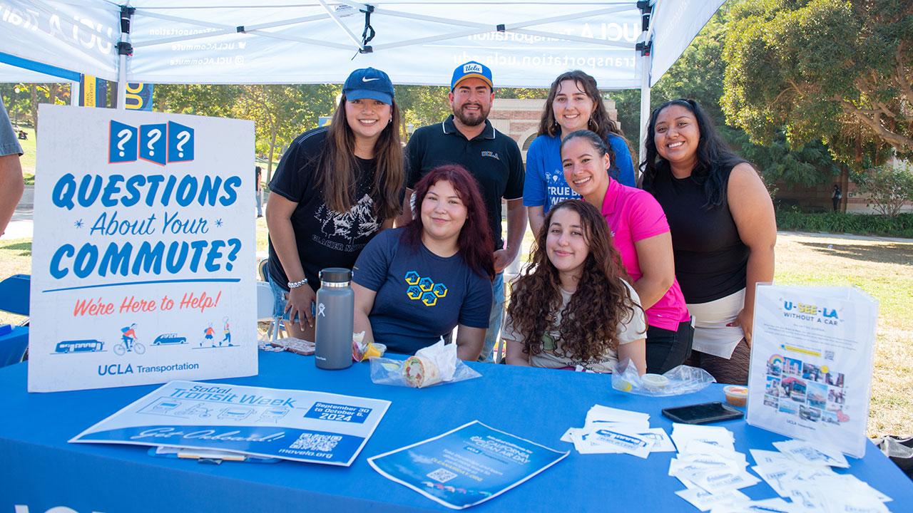 UCLA staff at the sustainable transportation month booth