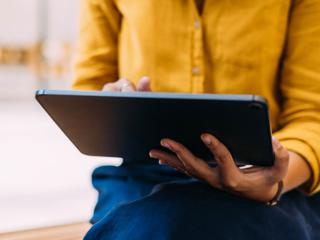 A bruin enjoys linkedin learning on their laptop