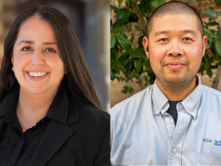 Lizett Martinez, director of custodial and grounds, and Chris Woo, grounds supervisor.