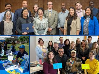 Grid of Administration employees enjoying each other's company
